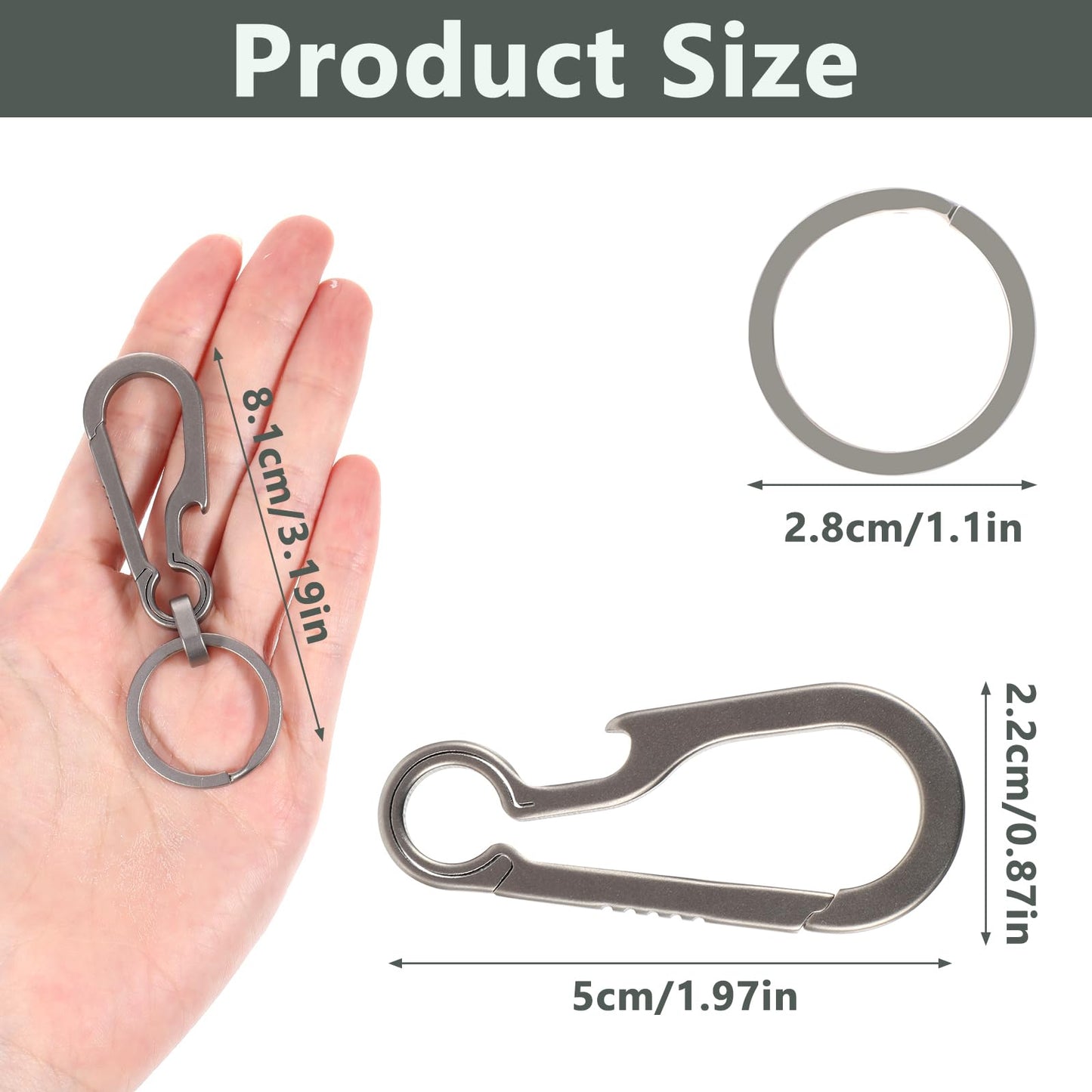 Gjinxi Titanium Carabin Clip Hook Small Heavy Duty Keychain Grips Multifunctional Backpack Clasps Carabin Anti Lost Quick Release Key Chain Organizer Accessory (1Pc)