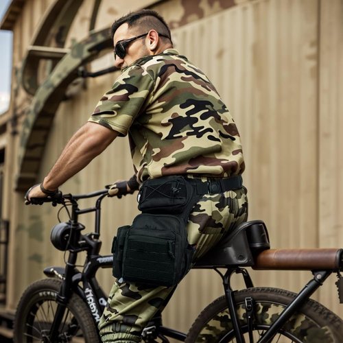 ROGJUK Tactical Drop Leg Bag For Men, Black Crossbody bag Backpack Thigh Pouch Military Hunting Outdoor Sling Bags Motorcycle Tool Work Waist Leg Pouch Bags Women Fanny Pack
