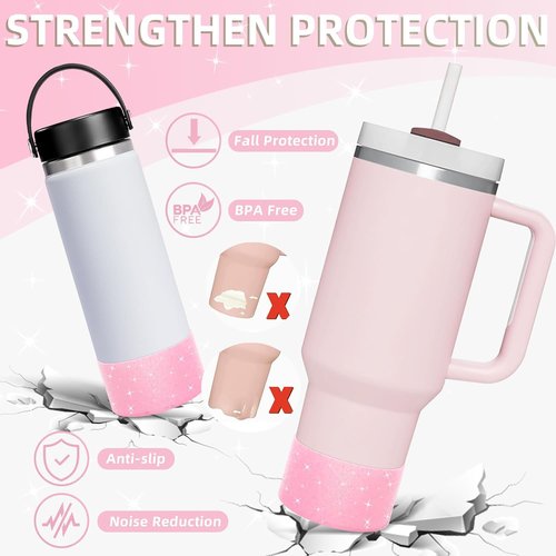BSHYT 6pcs Pink Stanley Cup Accessories Set - Silicone Boot, Straw Covers, Handle & Charm for 30/40oz Tumbler