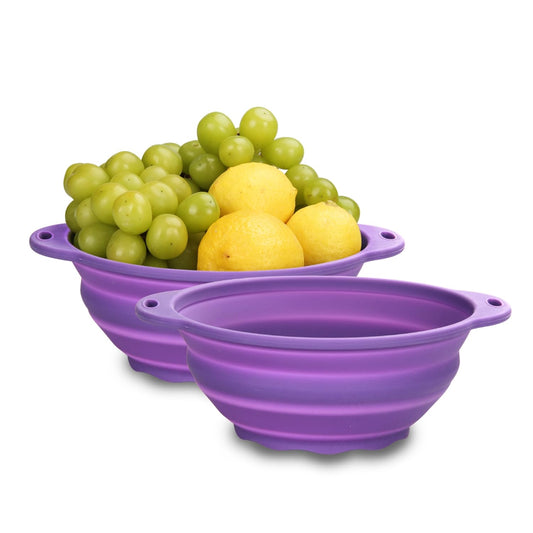Jovilife Collapsible Mixing Bowl 2 Pack Camping Bowl Outdoor Hiking Travel 61 oz Collapsible Bowl for Storage and Mixing Food-Grade Silicone Food Storage Container(Purple)