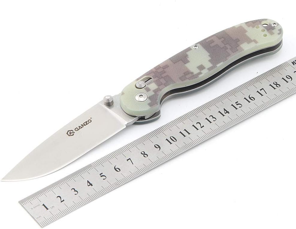 Ganzo G727M-CA Folding Pocket Knife 440C Stinless Steel Blade G10 Handle Camping Hunting Fishing Camping Outdoor EDC Knife (Camouflage)