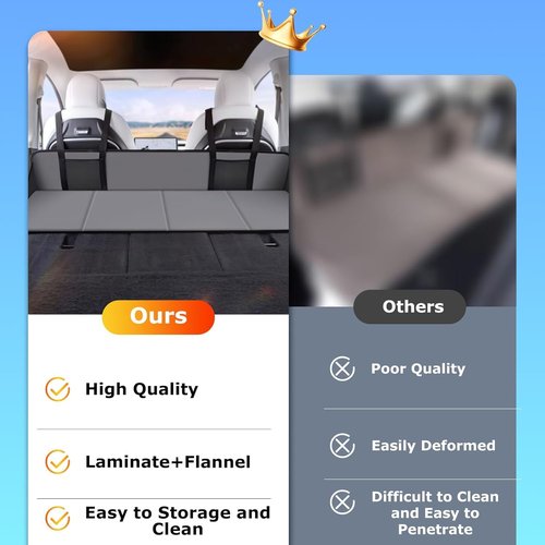 Kikosawa Car Travel Rear Seat Mattress Extension Plate, Increase Car Bed Camping Space, Sleeping Head Protection, Folding Fits for Car, SUV, Truck,Tesla and Other Electric Cars, 50 * 16.5 in