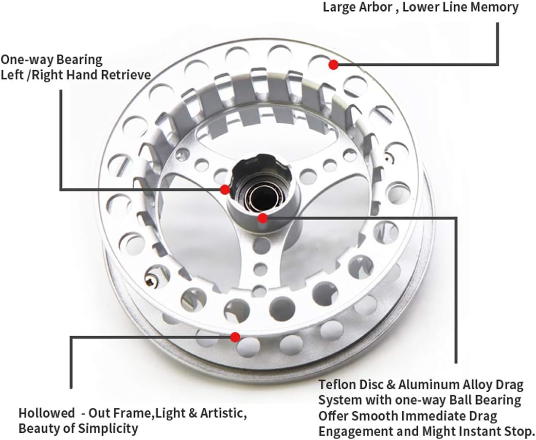 (1/2WT 3/4WT 5/6WT 7/8WT) Fly Reel with Line Combo Aluminum Alloy Large Arbor Fly Fishing Reels Weight Forward Fly Line with Braided Backing Taper Leader Pre-Tied