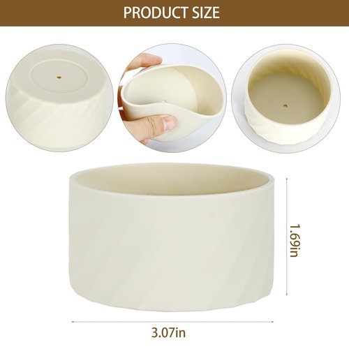 Zasukol 2PCS Silicone Boot Fits Stanley 40 oz Tumbler with Handle, Higher Protective Silicone Bumper Sleeve Anti-Slip Bottle Bottom Bumper Cover for 40 oz Stanley Cup Accessories (Black, Beige)