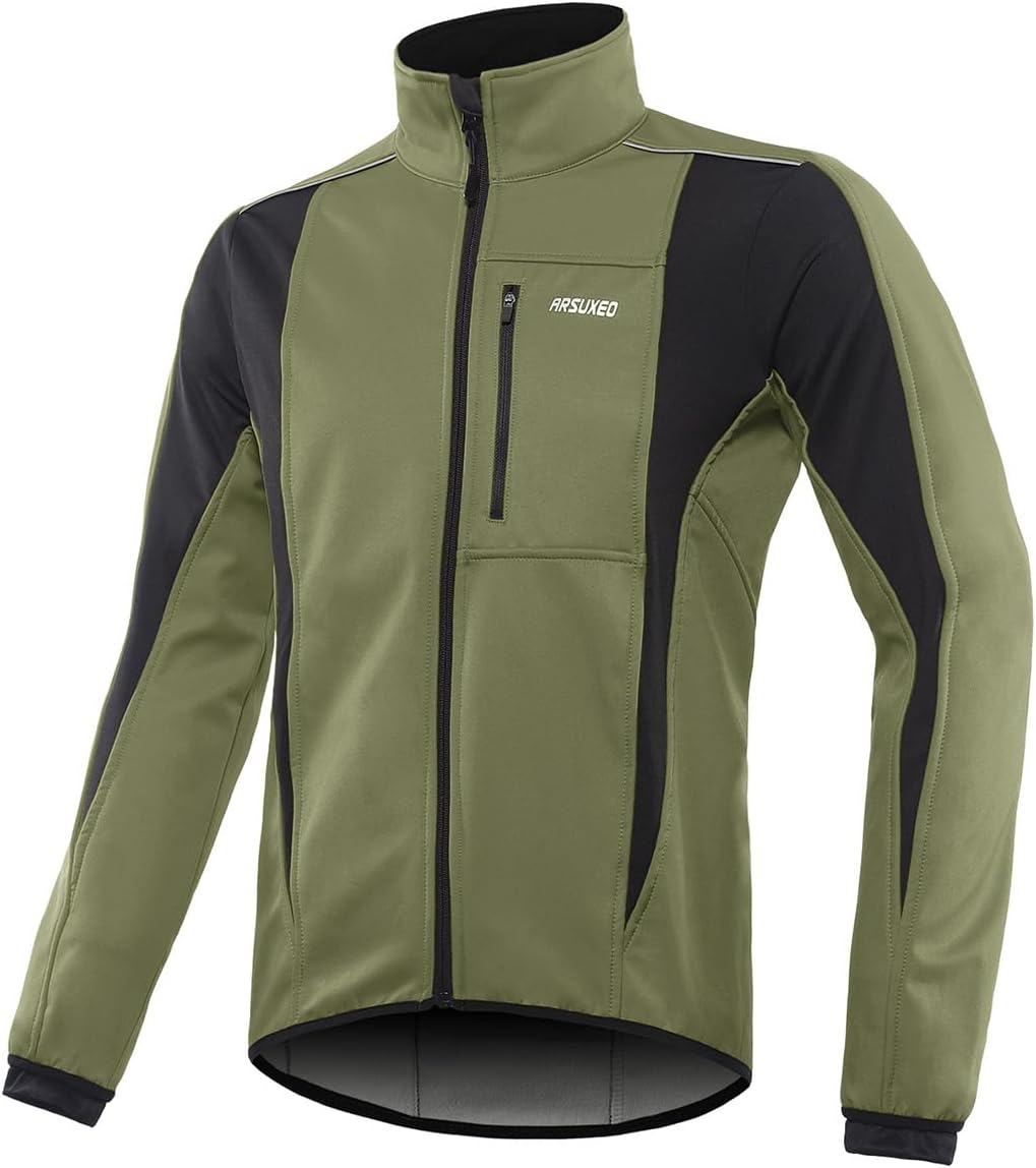 ARSUXEO Winter Warm UP Thermal Softshell Cycling Jacket Windproof Waterproof 15-k