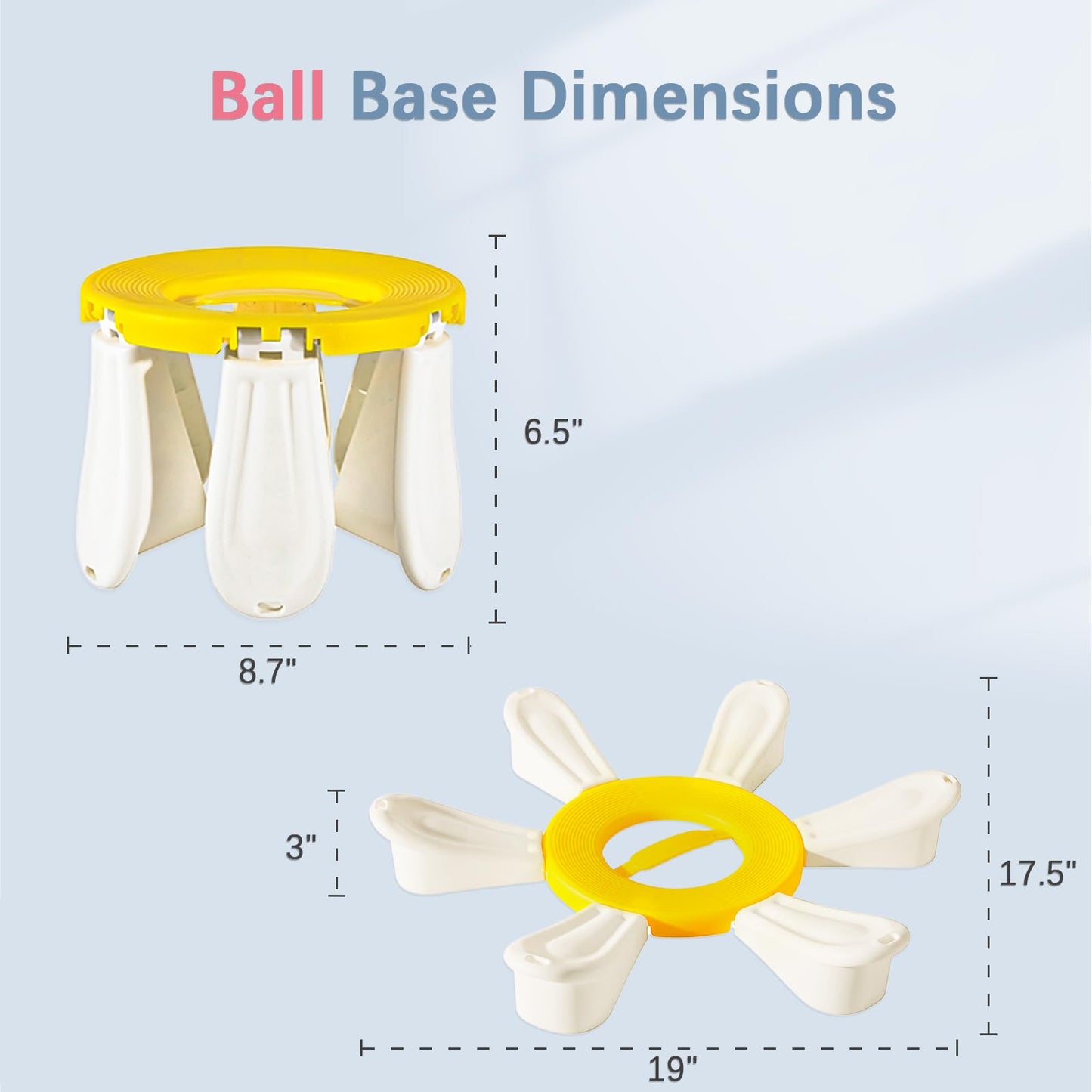 kisnbld Exercise Ball, Daisy Shaped Yoga Ball Base with Resistance Bands for Stability, Yoga, Balance & Preganancy, Anti-Burst Ball Chair for Office, Home & Gym(65cm/22in)