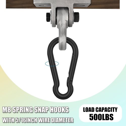 WENQUIT 36PCS M8 Spring Snap Hook, 3Inch Heavy Duty Carabiner Clips, 5/16" Galvanized Steel Quick Link Carabiner Hooks for Hammock, Camping, Hiking, Keychain, Water Bottle & Backpack-Black