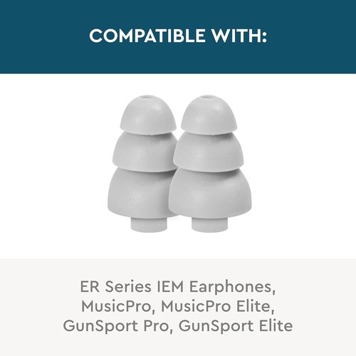 Etymotic 3-Flange Silicone Eartips, Gray - 10 Pack - Large Fit