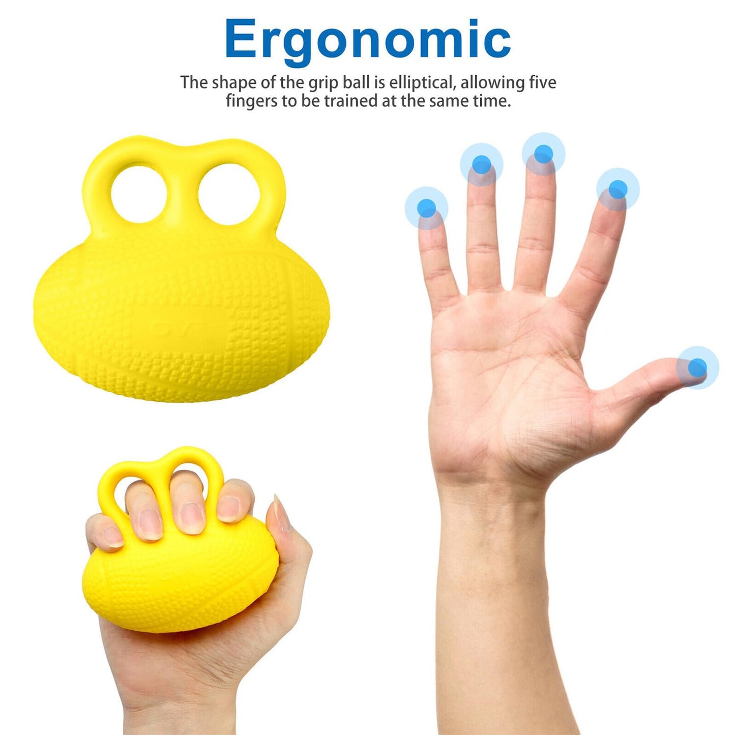 Hand Finger Gripper Exerciser Ball Strength Training Grip Circle Grips - Suitable Stress Therapy Relief Squeeze Training