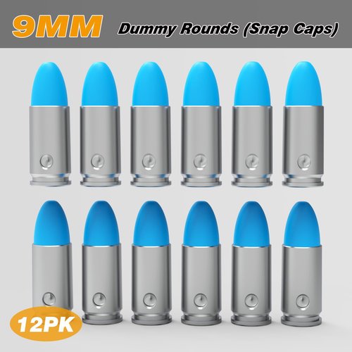 BOOLIT EYE Pro 9mm Safety Trainer Cartridge Dummy Rounds/Dry Fire Training Snap Caps, 12Pcs