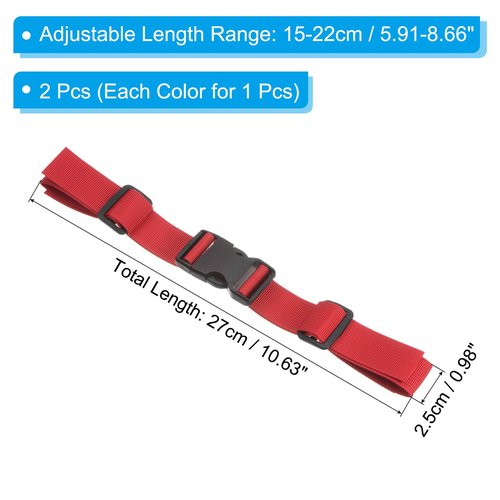 PATIKIL Backpack Chest Strap Set, 2 Pack Polyester Webbing Adjustable Replacement Strap with Quick-Release Buckle for Bag Outdoor Hiking Cycling, Black Red