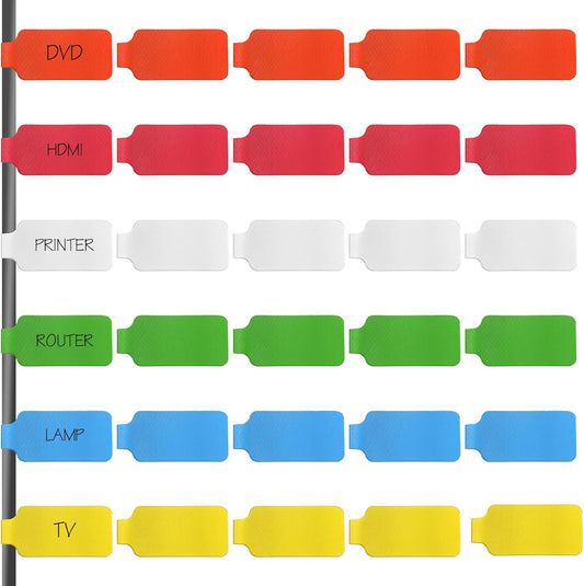 30 Pcs Computer Line Name Tag Electrical Reusable Cable Cord Wire Labels Multicolored Handwriting Cables Tag for Computers Cables Organizing Wires Identification Management Large Colorful Portable