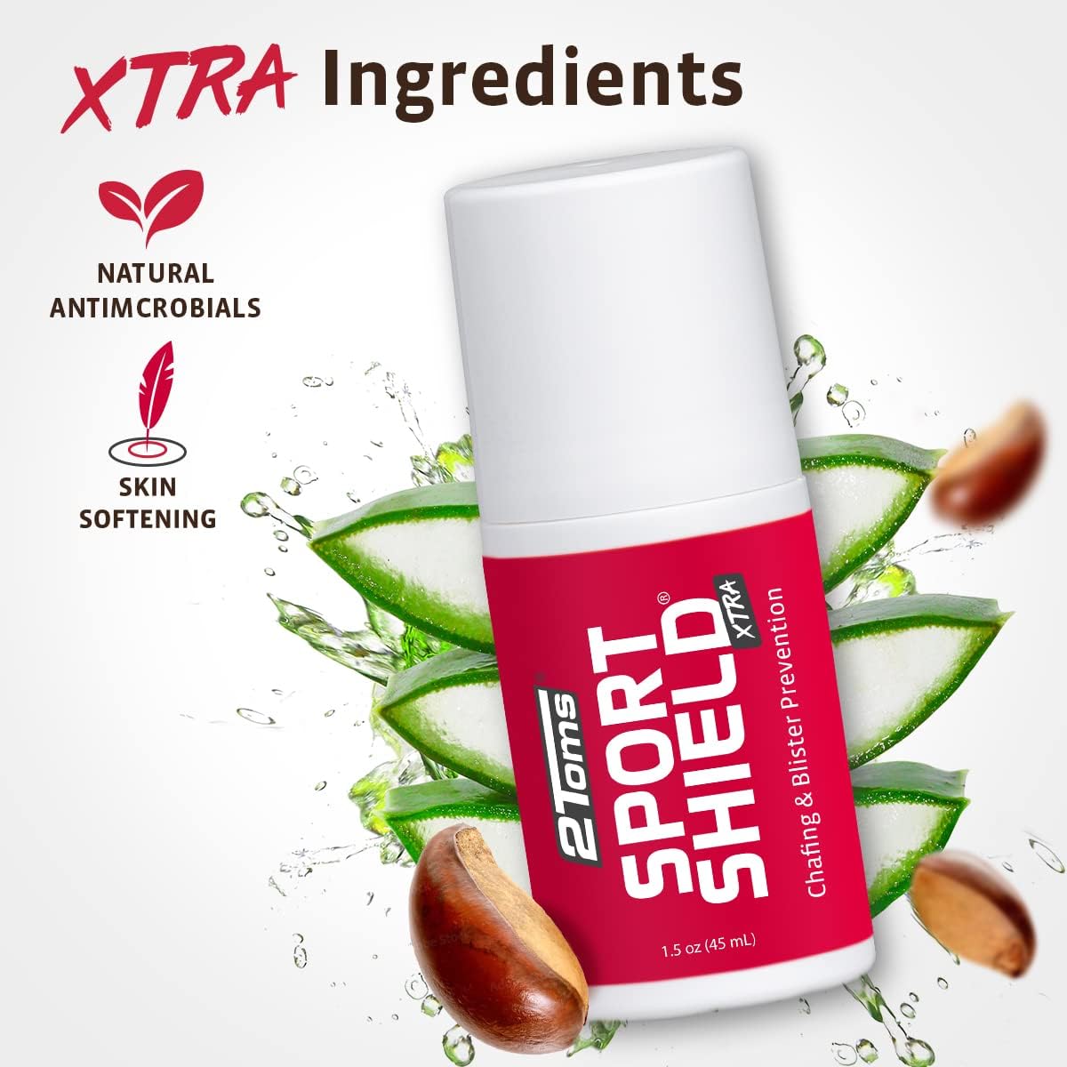 2Toms SportShield Xtra, Soothing All Day Anti-Chafe Prevention, Waterproof Protection from Thigh Chafing and Skin Irritation, Combo Pack, 1.5 Ounce Bottle & 6 Single-Use Towelettes