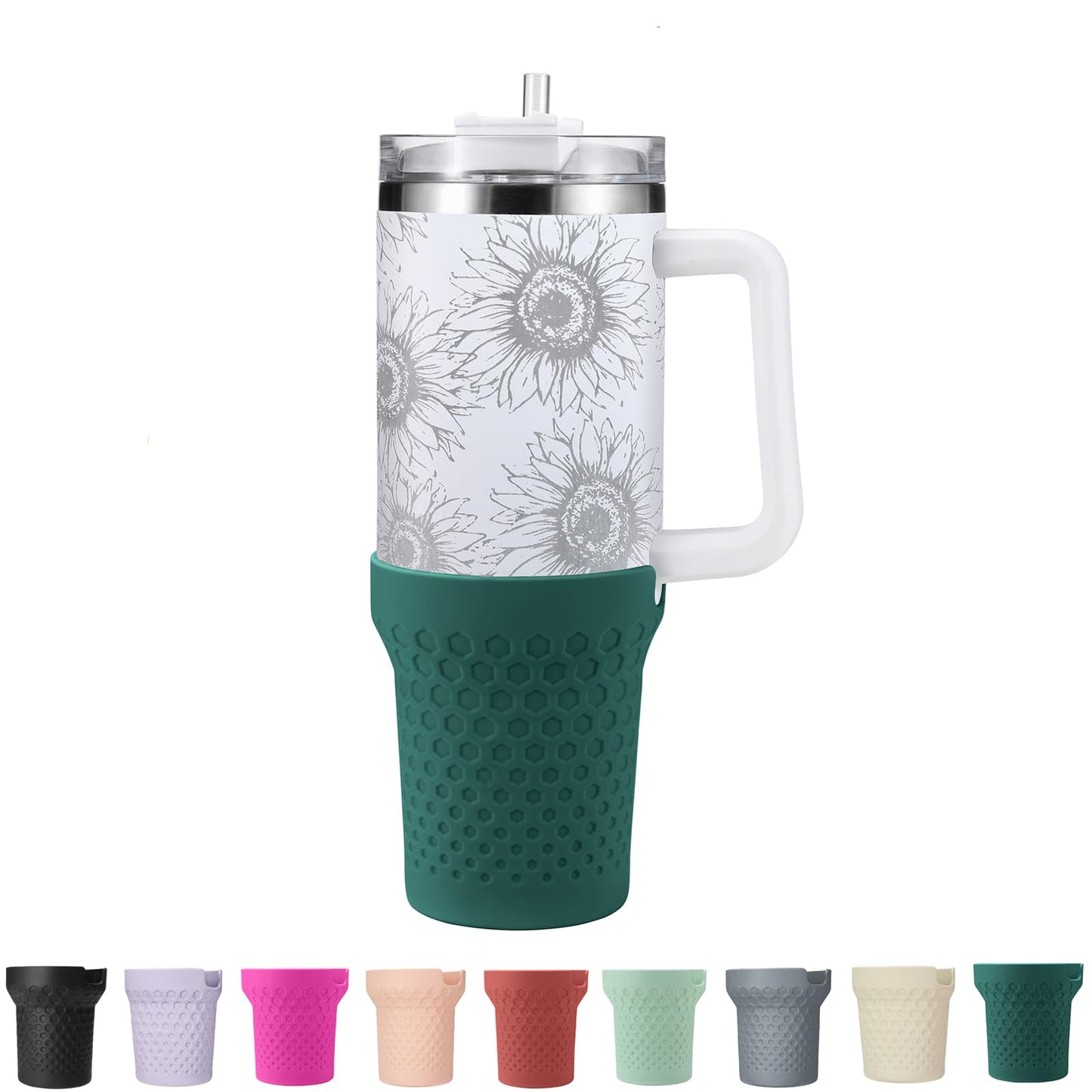 Uvafly Silicone Boot for Stanley, Cup Bottom Protector Sleeve Accessories for Stanley Quencher H2.0 FlowState Tumbler 20oz/30oz/Stanley Adventure Quencher Tumbler 24oz (Dark Green)