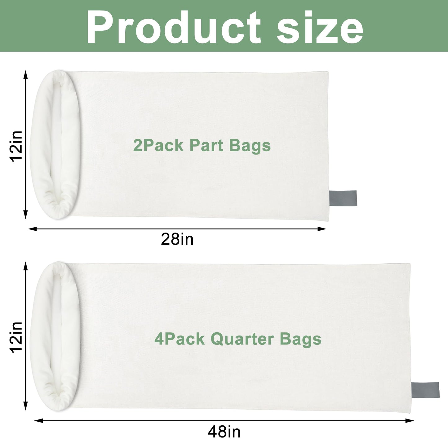 6 Pack Elk Game Bags Hunting Meat Bags Breathable Rolled Heavy Duty Quarter Bag with Reflective Strip for Elk Caribou, Moose, Deer, 48inch x 4, 28inch x 2