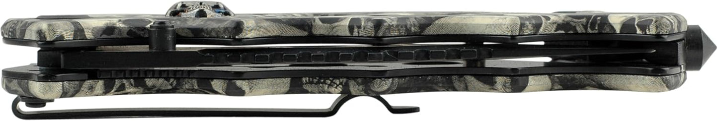 TAC Force TF-809 Series Spring Assist Folding Knife, Two-Tone Blade, 4.5-Inch Closed