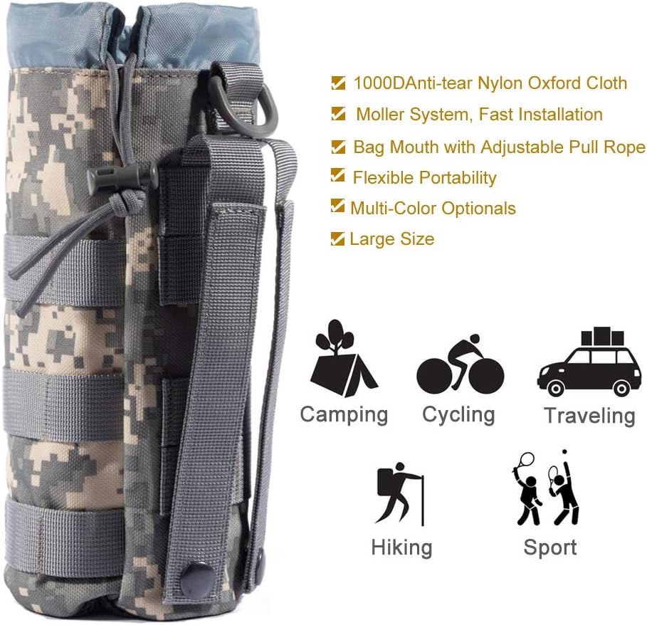 Upgraded Tactical Water Bottle Holder | Molle Pouch for Travel & Hydration