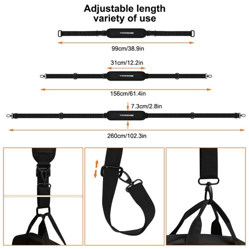 Yorkenbe 1 Pack Carry Strap for Folding Chair, Adjustable Beach Chair Backpack Straps, Carry Strap for Beach Chair, Backpacking, Picnics, Scooter, Foldable Bikes (Black, 115-195cm) (black, 1pc)