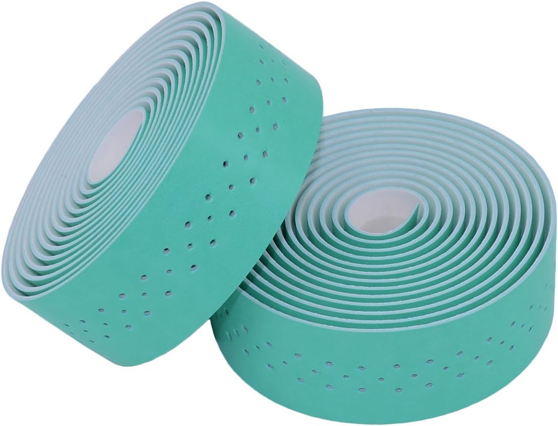 KINGOU Handlebar Tape Luxury PU Leather Bar Tape Fixed Gear/Road Bike Bar Wrap with 2 Reflective Plug