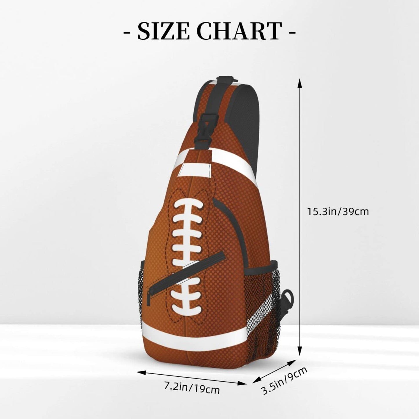 SURERUIM Football Print Sling Bag for Women Men Crossbody Shoulder Backpack American Football Rugby Ball Pattern Chest Bags Sports Ball Team Gym Bag Travel Hiking Sports Bag Casual Daypack