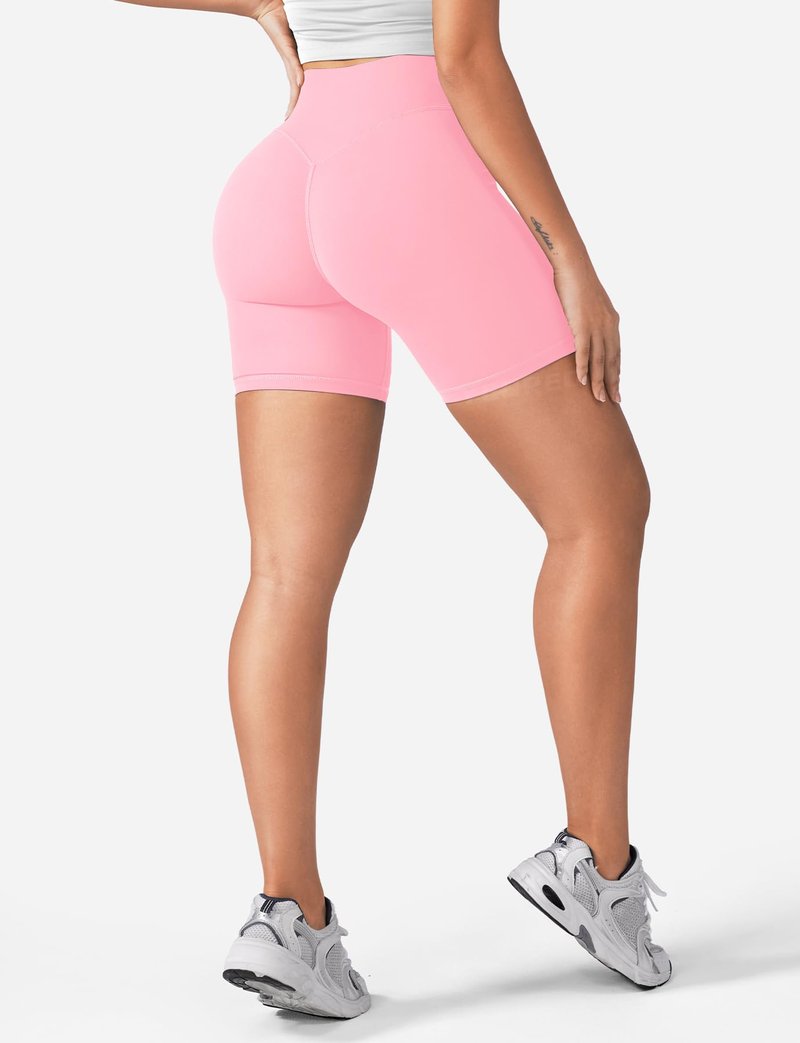 YEOREO Women's Biker Shorts 3.6" / 4.5" / 6" Workout Gym Shorts High Waist Tummy Control Hidden Scrunch Running Yoga Baby Pink
