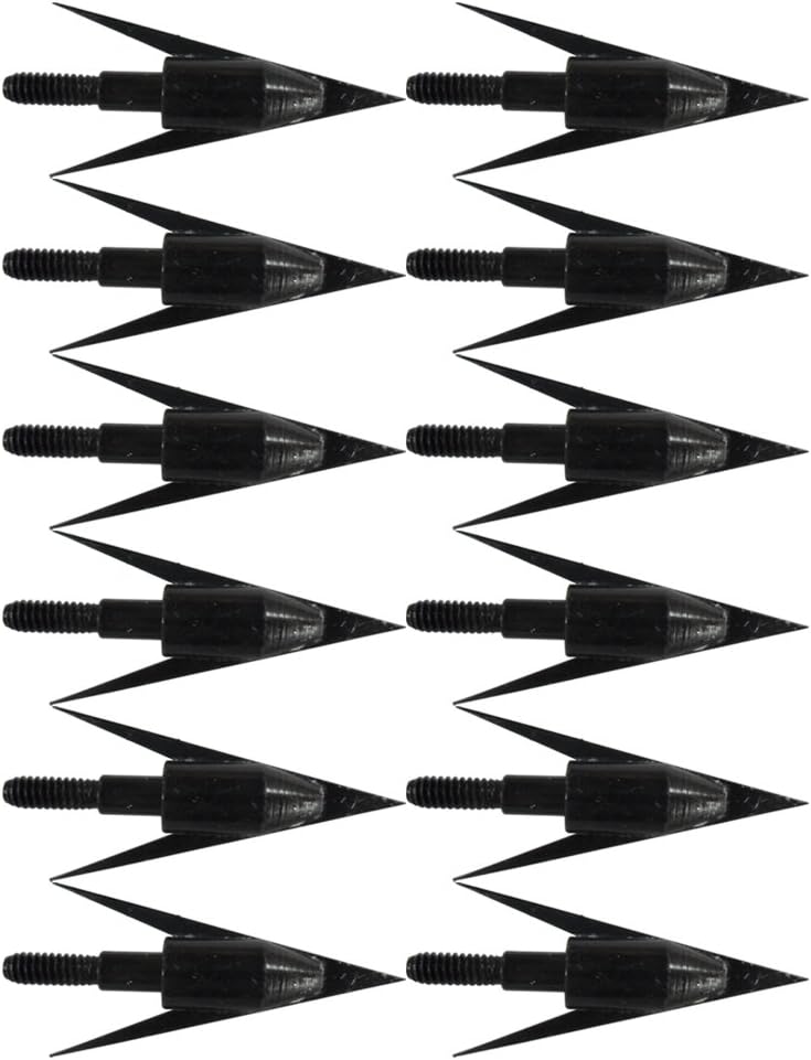 12Pcs Fishing Arrowheads Screw-on Points 150 Grain Black Bowfishing Screw Tips Broadheads for Fishing Arrow Compound Bow, Crossbow and Recurve Bow