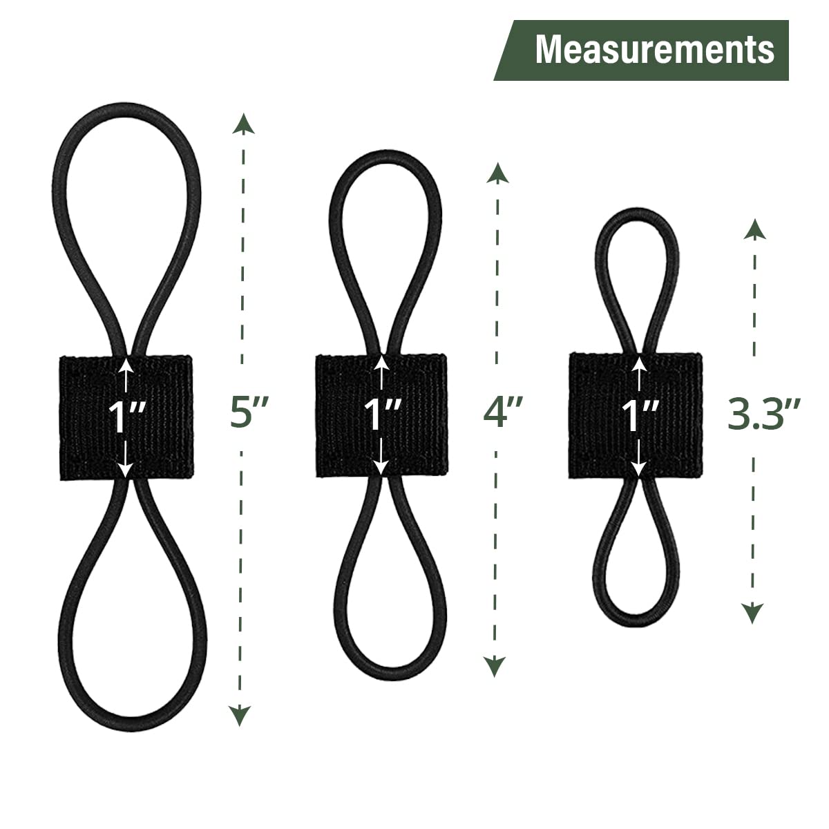 GearHill Elastic Webbing Binding Ribbon Multipurpose Backpacks Attachments Tactical Molle Backpack Accessories, Tactical EDC Gear (12 Pieces Black 3 Size Kit)