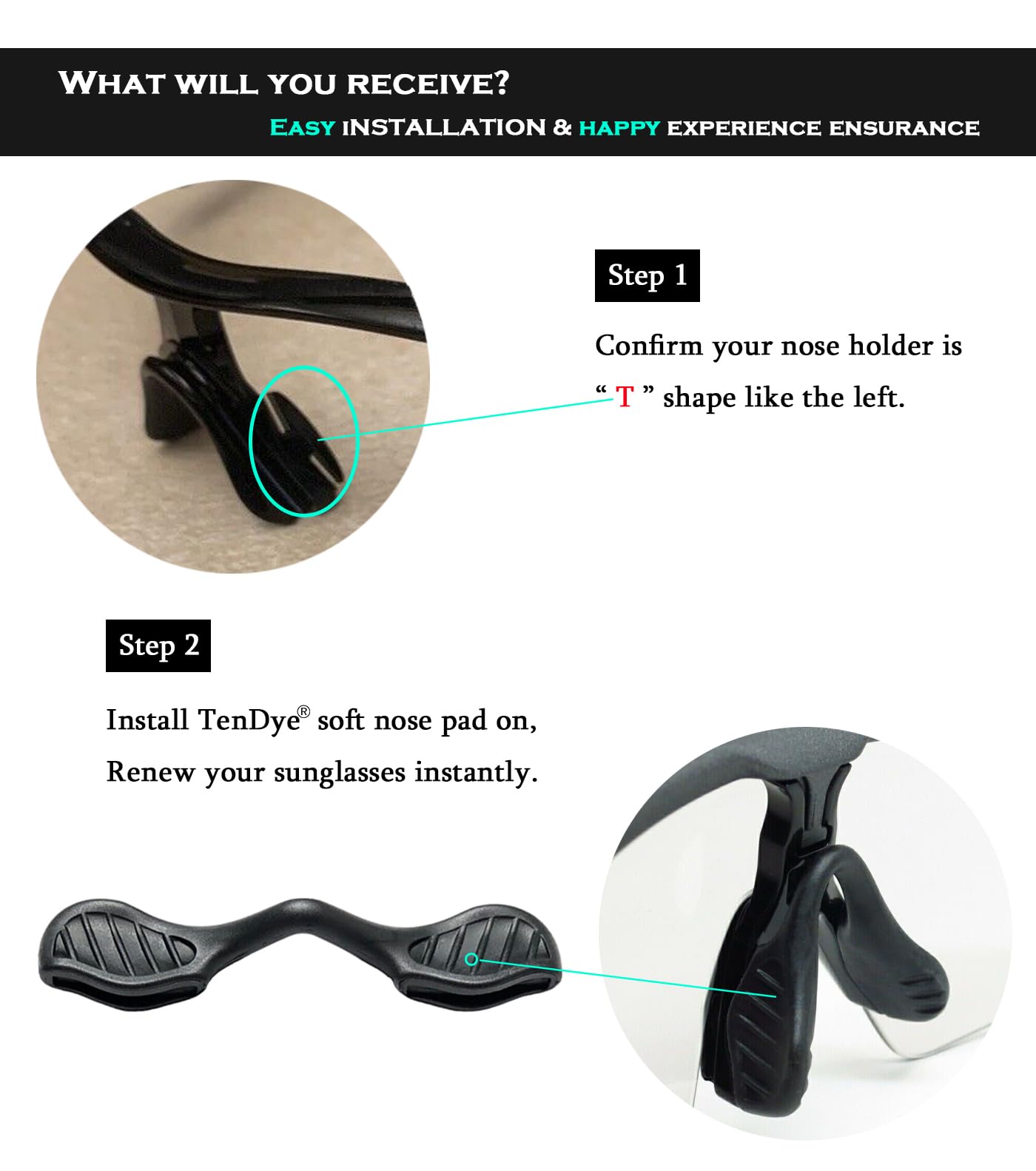 2 Pcs Replacement Nose Piece Nose Pads for Oakley Radar EV Path/Radar Path/RadarLock Path/Radar Pace OJ9001 OO9182 OO9183 OO9184 OO9208 OO9211 OO9333 Sunglasses Frame, Black Standard Fit