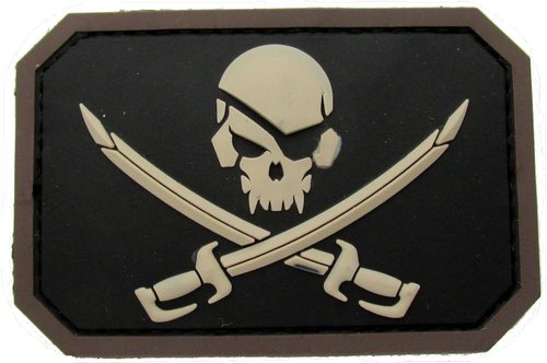 Black Pirate Skull Flag PVC Morale Patch - Tactical SWAT Design