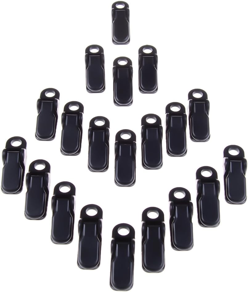 20 Pack Small Tarp Awning Clamp Set - Black Tarp Clips Jaw Tent Snaps for Camping