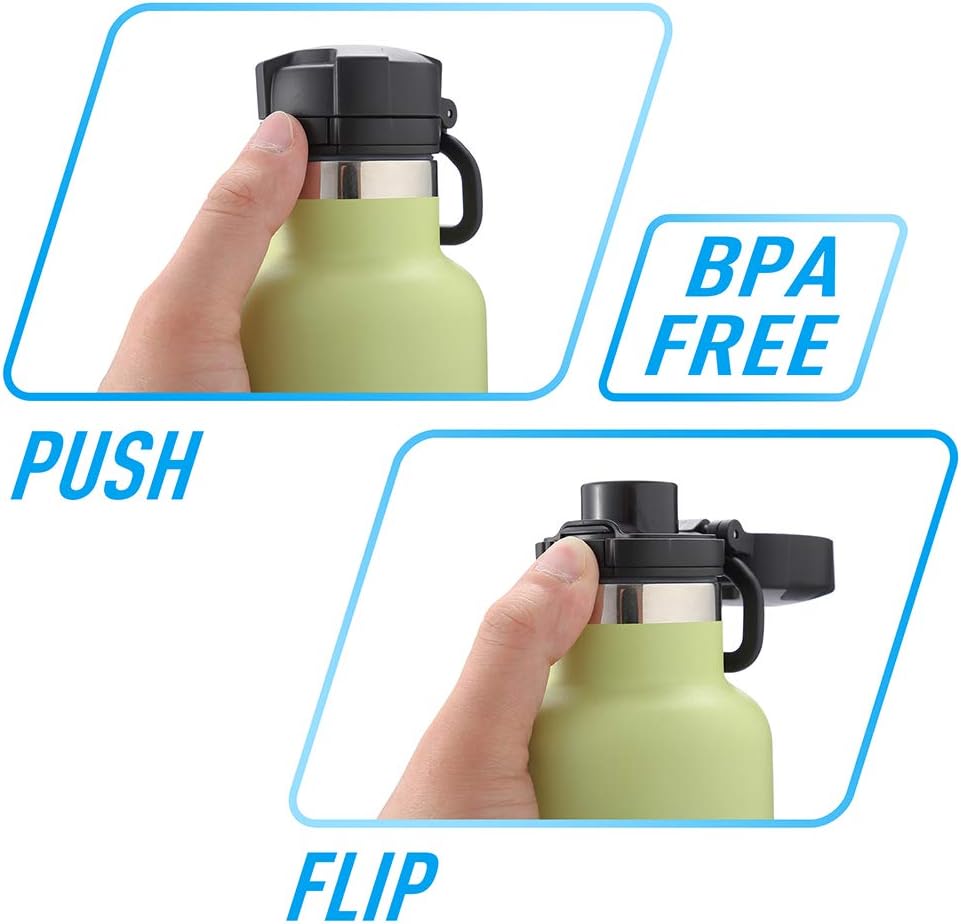 Flip Top Lid Replacement Cap for Insulated Water Bottles | 12-24 Oz | Portable