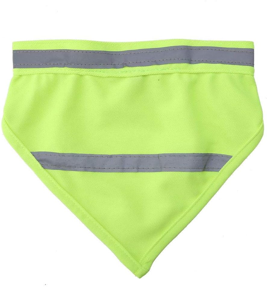 1pcs/Set Pet Bandanas Safety Reflective Strip Night Collar Medium & Small Dogs Puppy Triangle Scarf Bib Neckerchief(M-Fluorescent Yellow)