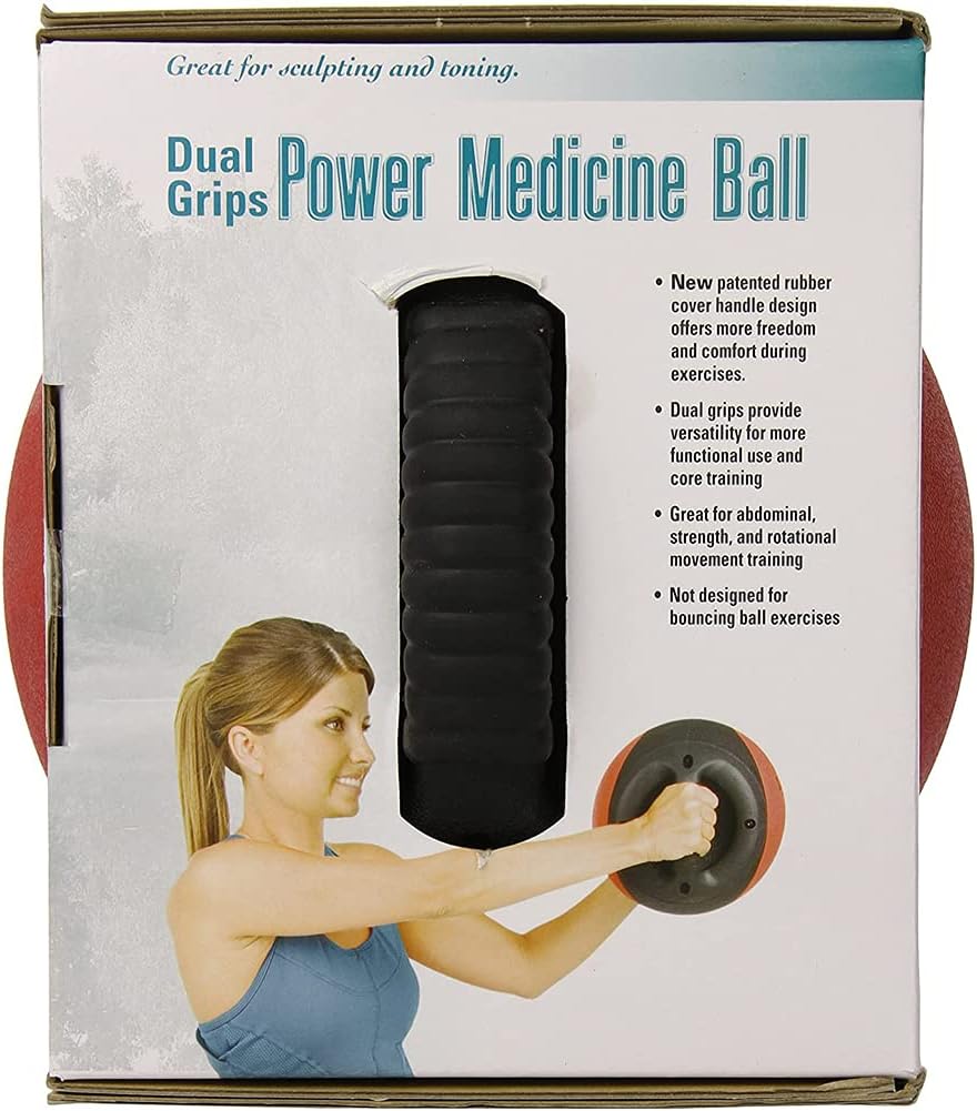Aeromat Dual Grip Power Medicine Balls for Abdominal Training and Rotational Movements - 9" Diameter - Weights Color-Coded