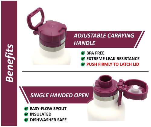 Standard-Mouth Replacement Flip Lid for Hydro Flask, Simple Modern Ascent, Classic Klean Kanteen. (Dark Magenta)