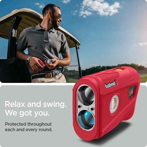 Spigen Golf Silicone Fit Rangefinder Case Designed for Bushnell Rangefinder Tour V6 Shift Protective Cover Carrying Case Golf Rangefinder Accessories - Red