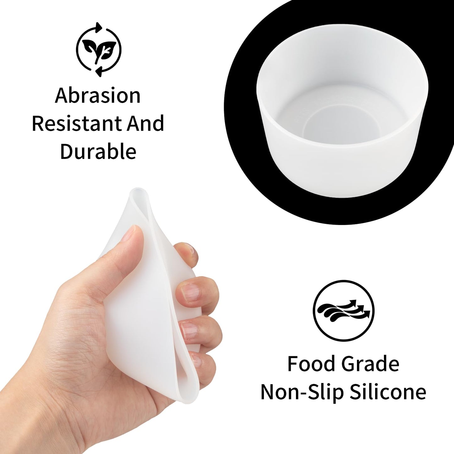 TFQXA1Z 4 Pack Silicone flask Boot, Protective Silicone Boot for 12oz - 40 oz, BPA Free Anti-Slip Water Bottle Sleeve for Stl Cup Accessories (Gray)