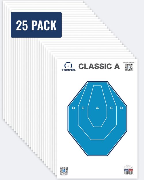 TactNib - IPSC MINI - USPSA Licensed Paper Targets - 12 x 18 Inches - Made in USA - 25 Pack - PN P01C01-025T - Free Mobile App