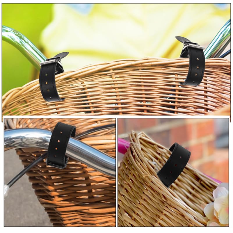 2 Pairs Bike Basket Straps Bike Leather Leash Bike Baskets for Bike Cargo Leather Straps Bike Container Strap Wicker Basket Replacement Strap Bike Strap Bike Straps