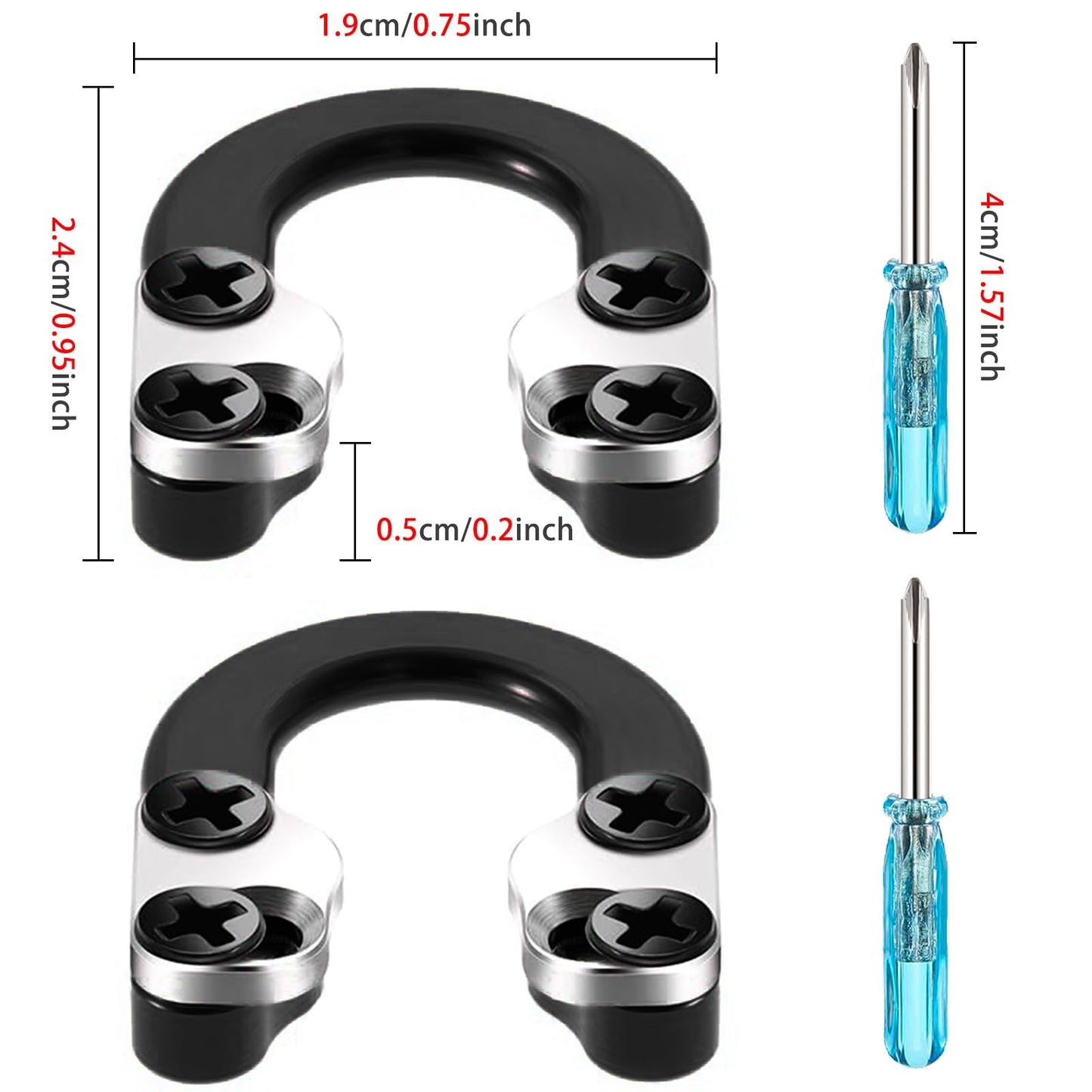 2 Sets Archery D-Loop Set for Compound Bows, Black Metal U-Nock D-Ring with Buckle Release, with Screwdrivers for Easy Installation, Ideal for Bow Hunting & Shooting Accessories