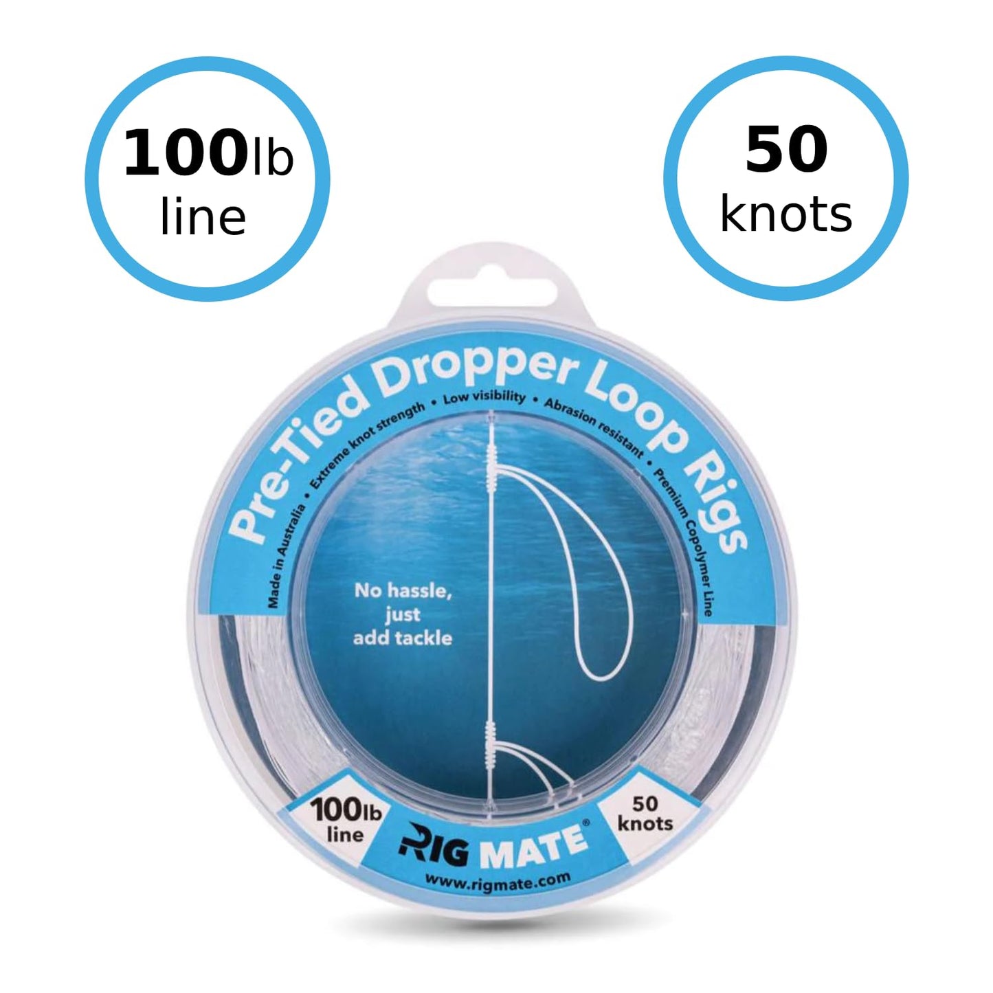100 lb Pre-Tied Dropper Loop Rigs. Fishing Line Spool. Loops 18 Inches Apart with 5.5 Inch Loop Size. Perfect for Saltwater & Freshwater Fishing. Perfect for Snapper & Other Bottom Feeding Fish.
