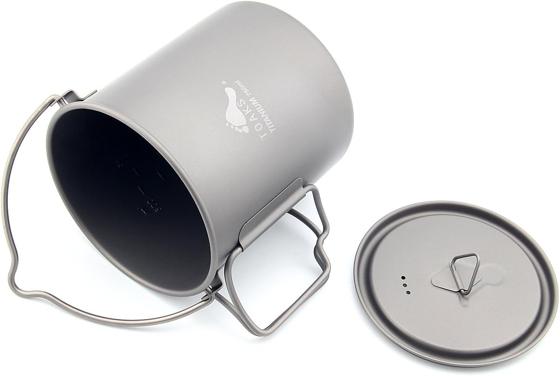 TOAKS Titanium 750ml Pot with Bail Handle for Ultralight Camping, Backpacking Cookware and Mug