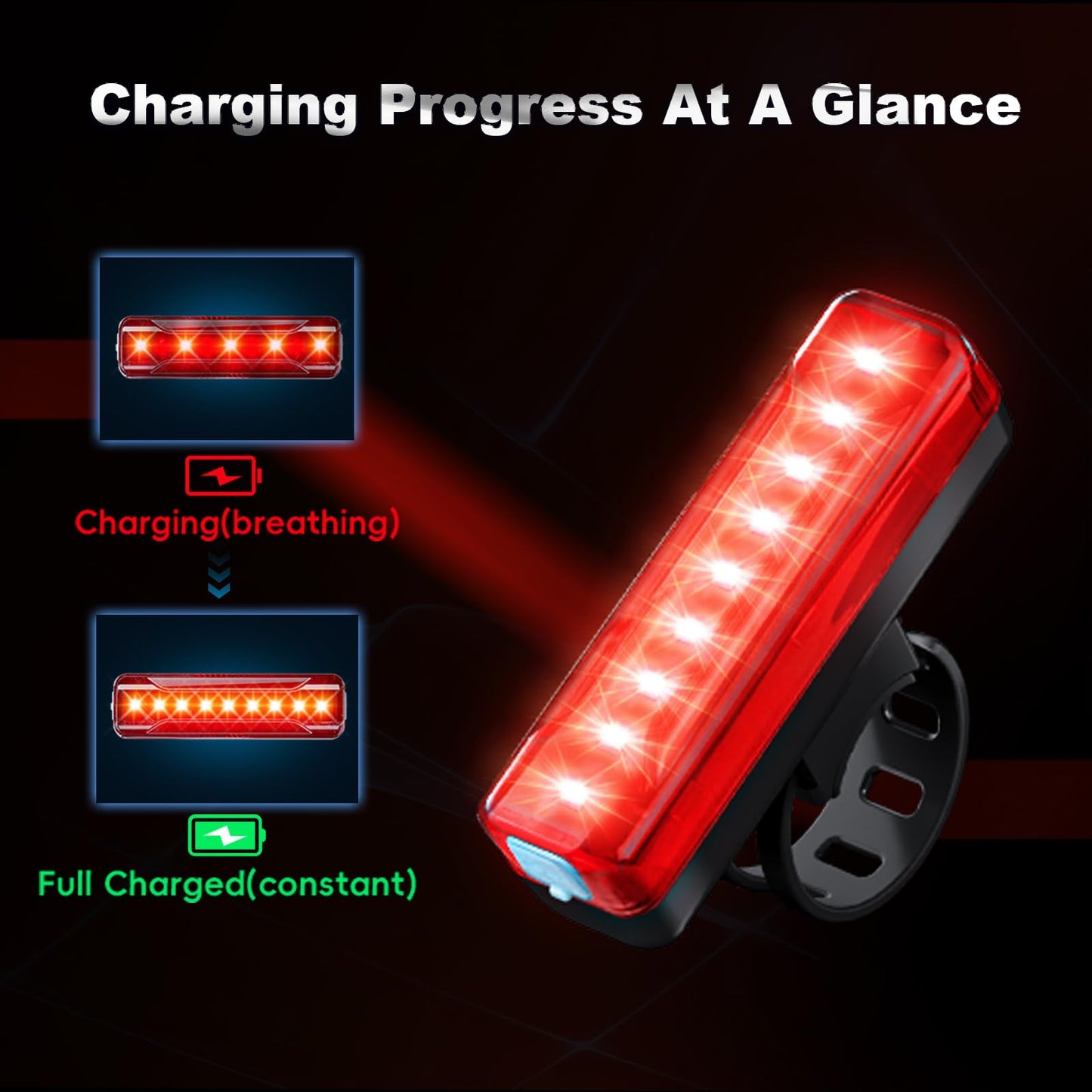KELNOW Bike Tail Light, 40 Hours Long Runtime, USB Rechargeable, Ultra Bright LED Bicycle Rear Light, 5 Light Modes, IPX5 Waterproof Taillight for Night Riding