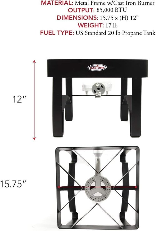 GasOne High-Pressure Single Burner Outdoor Stove Propane Gas Cooker with Adjustable 0-20PSI Regulator and Hose Perfect for Beer Brewing, outdoor cooking, Maple Syrup Prep