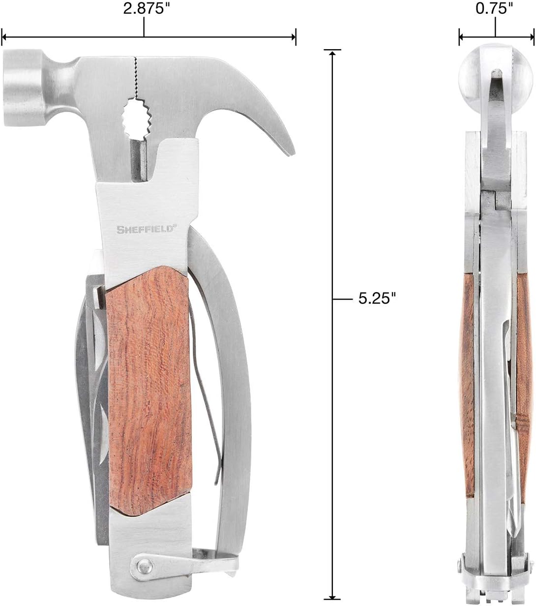 Sheffield 12301 Axe Multi Tool, 12-in-1 Camping Knives & Tools, Utility Tool Double Axe Head, Camping Tool, Stainless Steel Knife Multitool