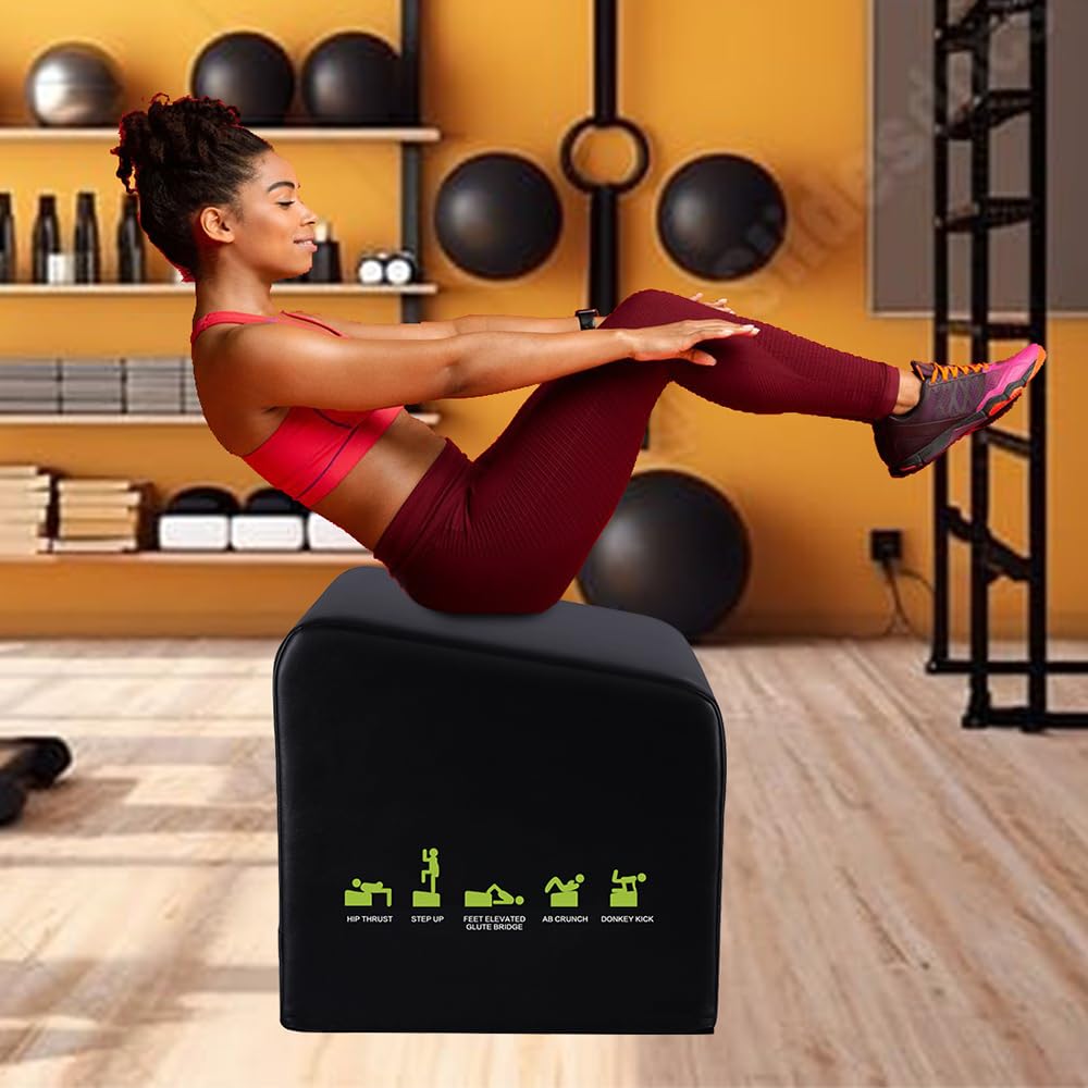 WINDFOOT Hip Thrust Machine & Glute Bridge Exercise Machine, Hip Thrust Bench Booty Workout Box Platform for Home Gym Total Body Workout.