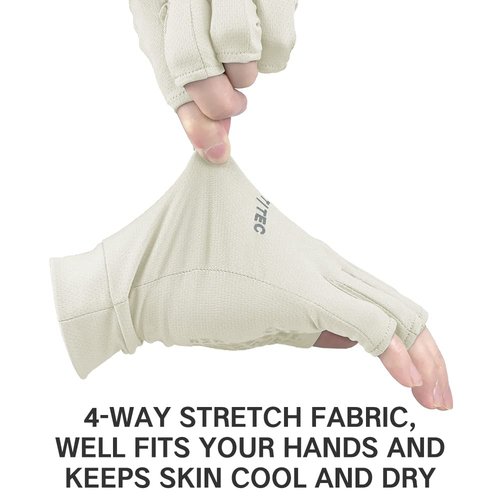 MOUNT TEC Unisex Outdoor Activities Fingerless Gloves UPF 50+ UV Protective Summer Sun Glove for Fishing Driving Hiking Running Boating (Beige,S)