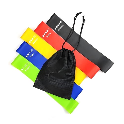 Generic Resistance Bands Set, Exercise Loops, Strength Workout Bands with Carry Bag, Set of 5