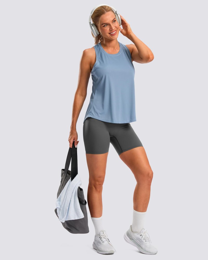 G Gradual Women's Workout Tank Tops Racerback Athletic Yoga Tops Loose Fit Sleeveless Running Gym Sports Shirts for Women(Dusty Blue,M)