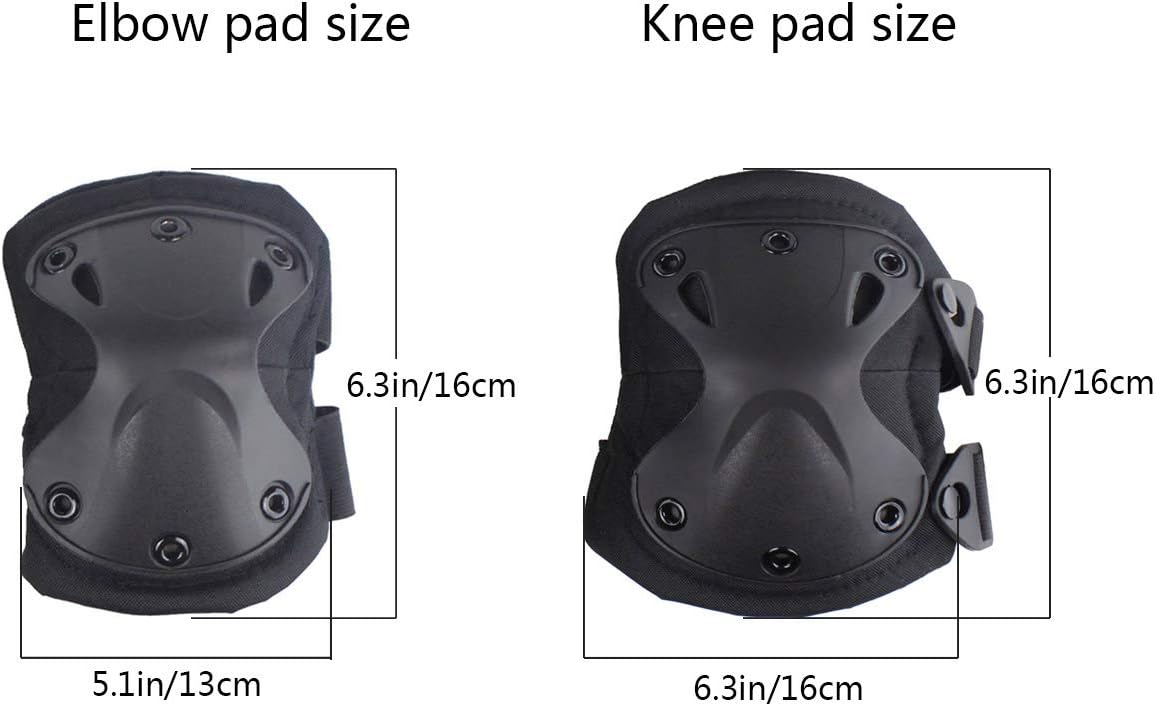 AOUTACC Tactical Combat Knee & Elbow Protective Pads Set for Outdoor CS Paintball Game Cycling Safety Skateboarding Gear Skates Knee Protection Guard Pads