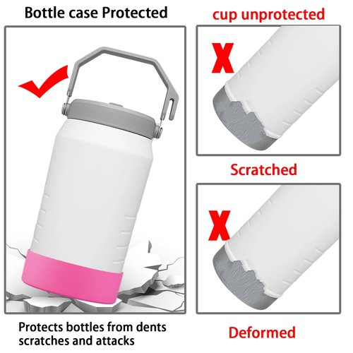 4-Piece Silicone Sleeve with Replacement Gasket for Stanley 64oz IceFlow Flip Top Tumbler, Silicone Sleeve Replacement Gasket for Stanley 64oz Water Bottle (4, Rose Red Green)